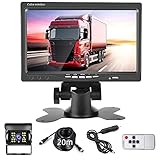 Rückfahrkamera-Set mit 7-Zoll-HD-Monitor, IP68 wasserdichte 18 IR Nachtsicht-Auto-Backup-Kamera, 20m 4 Pin Kabel Rückfahrkamera 12V - 24V für Wohnmobil LKW RV Trucks Bus Trailer Einparkhilfe