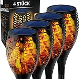 Luxari Gartenfackel − 4x Solar Fackeln für außen flackernd − Wasserdichte Solar Gartenleuchte − Automatische Solarlampen für außen Garten