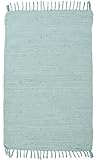 Theko | Dhurry Teppich aus 100% Baumwolle Flachgewebe Teppich Happy Cotton | handgewebt | Farbe: Mint | 60x120 cm