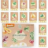 BIO Gartenjahr Gemüse Samen Set - 12 Sorten Demeter Gemüse Saatgut für das ganze Jahr | Seltene u. alte Gemüsesamen allesamt samenfest | Für Balkon, Hochbeet, Garten & als Geschenk | Loveplants