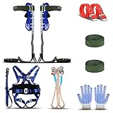 Aomdom Steigeisen für bäume,baumklettern ausrüstung Set steigeisen baumklettern Mit Sicherheitsgurt Fallschutz Seil Rescue Belt für Bergsteigen Baumklettern Outdoor(Blau)