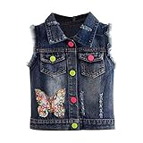 Mud Kingdom Kleine Mädchen Jeansweste Jacke Funkelnd Schmetterling Pailletten 9-10 Jahre Dunkelblau