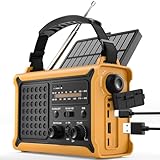 ROCAM 12000mAh Kurbelradio, Notfallradio mit 8500mm² Solarpanel & 650mA Handkurbel, Tragbar Solar Dynamo Radio mit Weltempfänger, AM/FM Empfang, Als Taschenlampe, USB, SOS für Camping & Stromausfälle