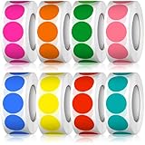 4000 Stück Klebepunkte Bunt 20mm Aufkleber Weihnachten Sticker 8 Rollen Punkt Aufkleber Rund, Markierungspunkte Farbige Runde Etiketten Bunte Selbstklebende Klebeetiketten für Kalende Schule DIY Büro