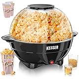 KESSER® Popcornmaschine Groß 800W | Popcorn-Maker 5,5l Inhalt mit Antihaftbeschichtung Deckel & Servierschale | für Öl Butter Zucker Stille & Schnelle inkl. Mess-&Popcornbecher abnehmbarer Heizfläche