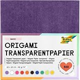 folia 825/1515 - Transparentpapier - Faltblätter, 15 x 15 cm, 500 Blatt, 42 g/qm, sortiert in 10 Farben - ideal für wunderschöne Faltfiguren und -formen