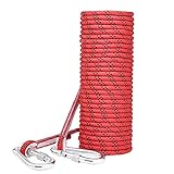 ENJOHOS Profi Nylon Kletterseil,8mm Sicherheitsseil mit Karabiner Tragegewicht 950kg für Wanderung Bergsteigen Outdoor Sport Camping Höhlenforschung (rot 10m)