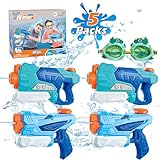 Wasserpistole für Kinder - 4 Stücke Wasserspritzpistole mit Großer Reichweite Wasserspritzpistole bis zu 8 Meter Super Soaker Wasserspielzeug Sommer Schwimmbad Strand.