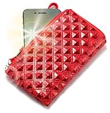 Echte 'Prinzessin' Luxus gesteppt glänzend Finish Geldbörse mit Reißverschluss / Halterung mit 'Party' Glitzer Handgelenk grünes Band für LG V9000. Einzigartige geprägte Reißverschlusstasche / Hülle