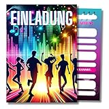 HIDEBLOOM I Disco Party Einladungskarten Kindergeburtstag Mädchen I 12 Stück I DIN A6 (10,5 cm x 14,8 cm) I Einladung Geburtstag I Kinderparty I Einladungskarten Party I Teens I Postkarten Kinder