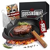 GUSSKÖNIG Gusseisenpfanne - 30cm Pfanne Gusseisen - Bratpfanne Induktion - Eingebrannte Gusseisen-Pfanne - Cast Iron Pan - Robuste Gusspfanne