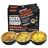 Tactical Foodpack 3er Set - 3 Gefriergetrocknete Mahlzeit (mit Fleisch) für Camping, Survival Outdoor Nahrung. Tracking oder Notfallrucksack – Fertiggerichte wie hausgemacht zum Verzehr bereit