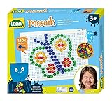 Lena 35621 - Mosaik Steckspiel Set, Steckmosaik mit 140 Stecker Ø 10 mm für Kinder ab 3 Jahre, mit Steckplatte ca. 21 x 16 cm und Organizer, bunt