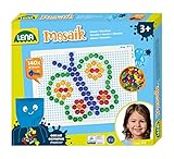 Lena 35621 - Mosaik Steckspiel Set, Steckmosaik mit 140 Stecker Ø 10 mm für Kinder ab 3 Jahre, mit Steckplatte ca. 21 x 16 cm und Organizer, bunt