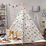 Paco Home Kinderzelt Tipi Zelt für Kinderzimmer Spielzimmer Innen Indoor Robust Stabil Wigwam versch. Muster, Farbe:Mehrfarbig, Sets:Ohne Zubehör