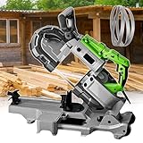 pealiritansemen Tragbare Bandsäge Zum Schneiden Von Metall, Mit 4,7 Zoll Schnittkapazität, 6 Einstellbaren Geschwindigkeiten, Leistungsstarke Bandsäge Für Metall-/Holz-/Fleischschneidearbeiten