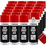 TECPO 24x Zinkspray Metall Alu Hell, 400ml Zink Alu Spray Rostschutzfarbe Korrosionsschutz Rostschutz Beschichtung Grundierung Korrosionsschutzmittel Metallschutzlack
