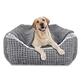 JOEJOY Hundebett Grosse Hunde, Hundekorb mit Herausnehmbar Decke, Hundebetten Cord Flauschiges Waschbar, rutschfest Hundekörbchen, Hundesofa mit Hohem Rand Passt bis zu 27kg Haustiere(89x64x23cm)