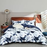 MILDLY Bettwäsche 135x200 4 Teilig Baumwolle Satin, 100% Langstapelige Baumwolle Pflanzenmuster Kühlende Bettwäsche-Sets, ÖkoTex Zertifiziert & für Allergiker Geeignet, Evan