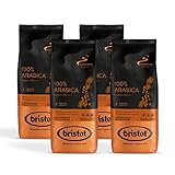 Bristot, Gemahlener Kaffee 100% ARABICA – Insgesamt 1 kg – Kaffeepulver für Moka, Mischung aus Brasilien und Mittelamerika, milde Säure und mässige Intensität – Set mit 4 pro 250 g