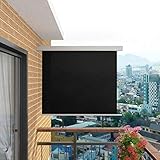 Balkon-Seitenmarkise, Seitensichtschutz Sonnensegel Markise Seitenrollo Geeignet für Balkon Garten Innenhof Terrasse Multifunktional 150x200 cm Schwarz