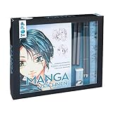 Kreativ-Set Manga zeichnen. Buch mit Mangagrundlagen (32 Seiten, 14 x 21 cm, Softcover) sowie Zeichenmaterial: Mangapapierblock A5, 1 Fineliner, 2 Bleistifte, Radiergummi, Lineal