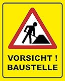 Vorsicht Baustelle Schild | 20 x 25 cm | Hinweisschild 3mm | stabile Hartschaumplatte