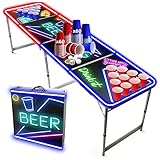 Offizieller Spotlight Beer Pong Tisch Set | Mit LED Beleuchtung | LED Beer Pong Full Pack | Inkl. 1 Beer Pong Tisch + 120 Becher 53cl (60 Rot & 60 Blau) + 6 Ping-Pong-Bälle | Premium Qualität