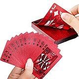 Rote Spielkarten, 54-teiliges wasserdichtes Deck, Familienspiel 2026 Neujahrsausgabe mit langlebigem Design, professionelle Pokerkarten für Kinder, Feiertagsversammlungen, Reisen, Frühlingsfest, Weihn