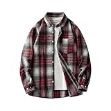 Generisch Kariertes Hemd Herren Langarm Baumwolle Hemden Casual Flanellhemd Button Langarm Arbeitshemd Regular Fit Freizeithemden Down Trachtenhemd Ripstop HolzfäLlerhemd Herbst Winter Karohemd