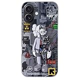 OPHK Schutzhülle für iPhone 16, 3D Silber mit trendigem Roboter-Cartoon-Design, Street Artwork Sneaker IMD Laser Stoßfest Silikon Schutzhülle Handy Back Cover für Jungen Mädchen