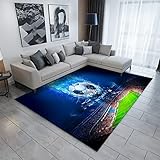 Fußball Schlafzimmer Wohnzimmer Küche , Sport Fußballplatz Bodenmatte Fußmatten Badezimmer Teppich Gymnastikmatte Wurf Teppiche Kinderspiel Krabbel Matte (Blau,120x180 cm)