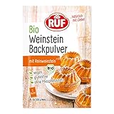 RUF Bio Weinstein-Backpulver, ohne Phosphatzusatz, Backtriebmittel zum Backen von Kuchen, Torten, Muffins und Cupcakes, glutenfrei und vegan, 3 x 20g