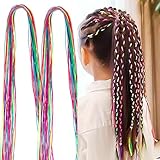 30 Stück Bunte Dreadlock Haarseile Haarsträhnen Mädchen Haarschmuck 82 cm Langes Geflochtene Haarseile Verschiedene Regenbogen Geflochtene Stirnbänder Haarseil Haaraccessoires für Mädchen