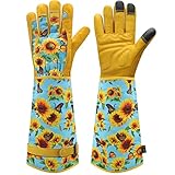DLY Gartenhandschuhe-Damen und Herren, Gartenhandschuhe Dornenfest-Rosenhandschuhe, Lange-Dornenfeste-Leder-Garten-Handschuhe, Arbeitshandschuhe mit Unterarmschutz