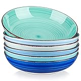 vancasso Suppenschalen Steingut, Bonita Suppenteller 6er Set, Pastateller, Spaghetti Tiefteller, Nudelschalen, Ramenschalen, große Salatschalen, Mehrzweckschalen