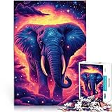1000 Teenager-Teile-Puzzle Interessante Stressreduzierung Himmlischer Elefant am kosmischen Horizont Heimdekoration52x38cm