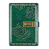 Tagebuch mit Schloss – B6-Passwort-Tagebuch, 224 Seiten, Leder, Rose, Hardcover, liniert, persönlicher Organizer, Tagebuch, Planer für Damen, Herren, Kinder, Teenager, Schule, Reisen, Geburtstag