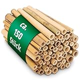 Gardigo Bambusröhrchen für Insektenhotel - 150 Stück - Bambus Niströhren für Wildbienen, Zubehör für Insektenhaus, Bienenhotel, Wildbienenhaus I Bambusrohr, Bambusstäbe