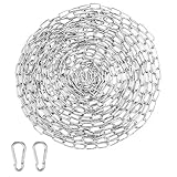 YIMETOP Edelstahlkette Meterware 1,5mm, 6m Stahlkette mit Karabiner, Metallkette zum Aufhängen für Hundekette, Ankerkette, Wäschekette & Schwenkkette
