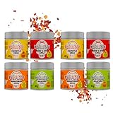 CARACHO Chiliflocken 2 x Probierset (2 Dosen je 4 Chili-Sorten) - Jalapeño 40g, Chipotle 40g, Amazonas 35g, Bird Eye 50g, Ideales Gewürz Geschenkset