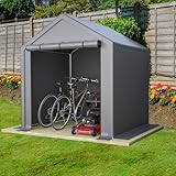 LLGWGL Geräteschuppen Fahrradgarage Gartenhaus Garagenzelt - Metall Wetterfest mit Rolltor Lagerzelt aus Stahl für Fahrräder Gartenwerkzeuge,Grau,190x170x200cm
