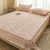 JIANINGHOME Spannbettlaken,100x200+25cm,Gesteppter Matratzenschutz mit elastischem Band, sechseckiges Muster, Tiefe Spannbettart