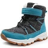 visionreast Winterstiefel Mädchen Winterschuhe Kinder Junge Wanderschuhe mit Wollfutter Schneestiefel Baumwollschuhe Outdoor Rutschfest Boots Hellblau 40