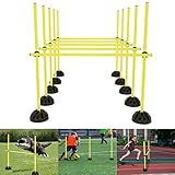 YRHome Sprungstangen-Set Trainingsstangen für Agility konditionelles KoordinationshürdenTraining 15 Stangen - 100 cm, 10er Standfüße und 10 Clips Gelb