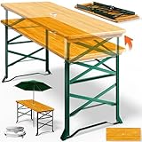 Deuba® Bierzelttisch Höhenverstellbar Klappbar Hoch Outdoor Breit Holz XXL Buffettisch 170cm Bierzeltgarnitur Stehtisch Bartisch Partytisch Klapptisch