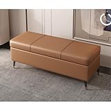 Extralange Kunstleder-Ottomane, rechteckige Eingangsbank und Wohnzimmermöbel, PU-Leder, Kissen, Fußstütze, vielseitige Betttruhe (Kaffee B)