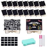 20 Stück Kreidetafel Aufsteller Klein mit Ersatzaufkleber, Kleine Tafeln zum Beschriften, Abwischbare Tafel, für Buffet Schilder, Preisschilder, Tischkarten, Hochzeit, Party, Bäckerei usw