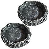 FORYNXHWIN 2Pcs Reptile Näpfe, Näpfe Terrarium, Reptilien Fressnapf, Reptilien Wasserschale, Reptilienschale, Terrarium zubehör-Terrarium Wasserschale für Gecko,Eidechse,Chamäleon,Schlange,Schildkröte
