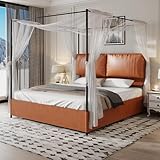 Worletty Polsterbett,doppelbett,bettgestell,High-End-leichte,mit Zwei Leder-Weichkissen, Metallschette, ausgestattet mit 4 abnehmbaren, zweizweckigen Lederbett, kein Boxfeder (180 * 200cm)